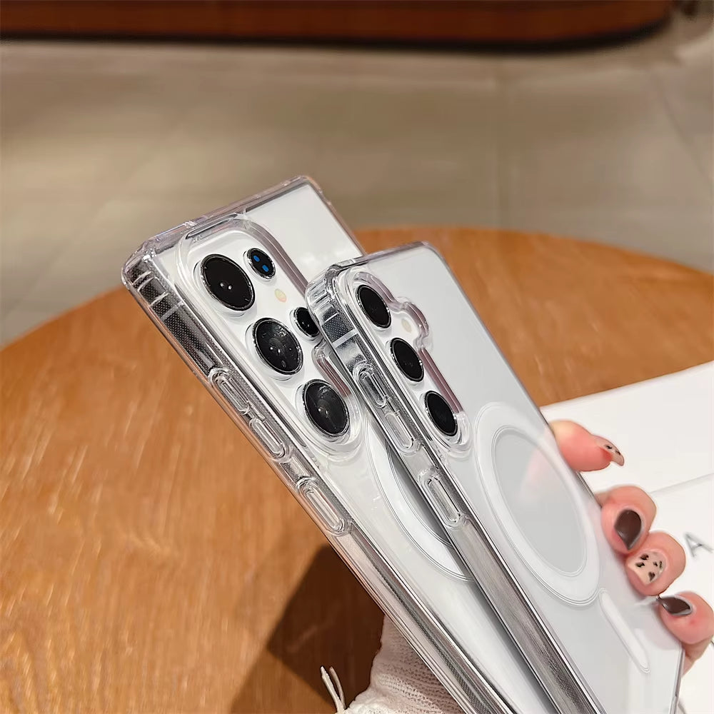 Coque De Téléphone À Charge Magnétique Magsafe, Étui Mince En Acrylique Transparent Pour Samsung Galaxy S26 S25 S24 S23 Ultra S22 plus S21 FE A35 A55