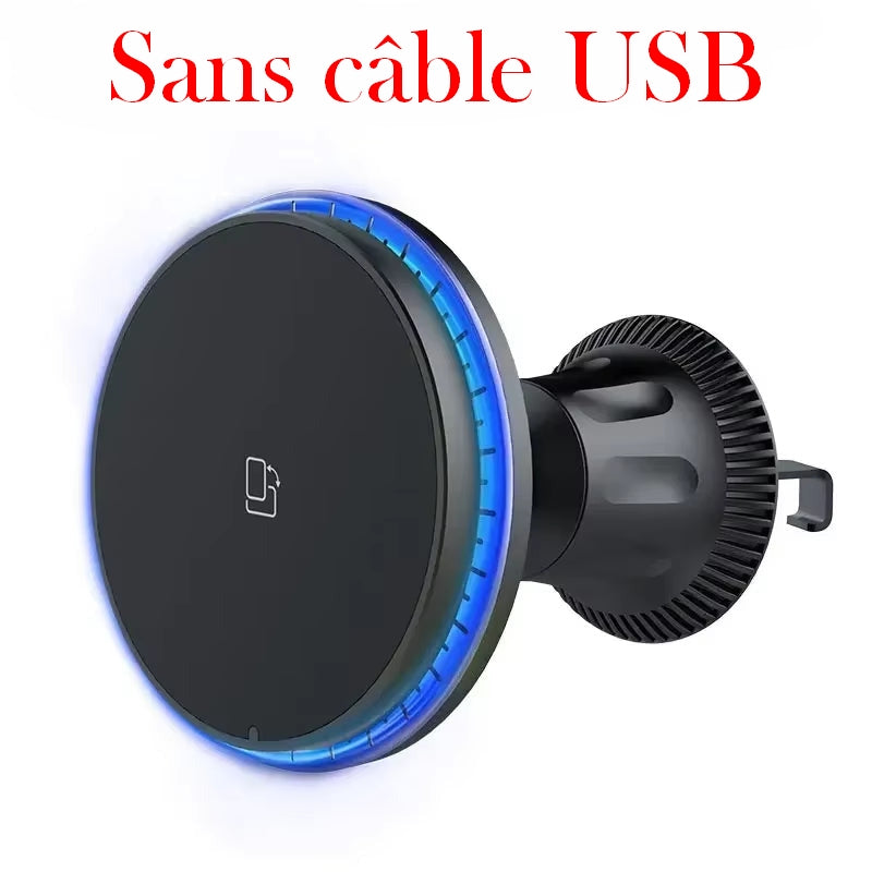 Chargeur Magnétique Sans Fil Pour Voiture, Support De Téléphone, Station De Charge Rapide, Support De Support, RVB, Iphone 12 13 14 15 Pro Max Macsafe, 30W