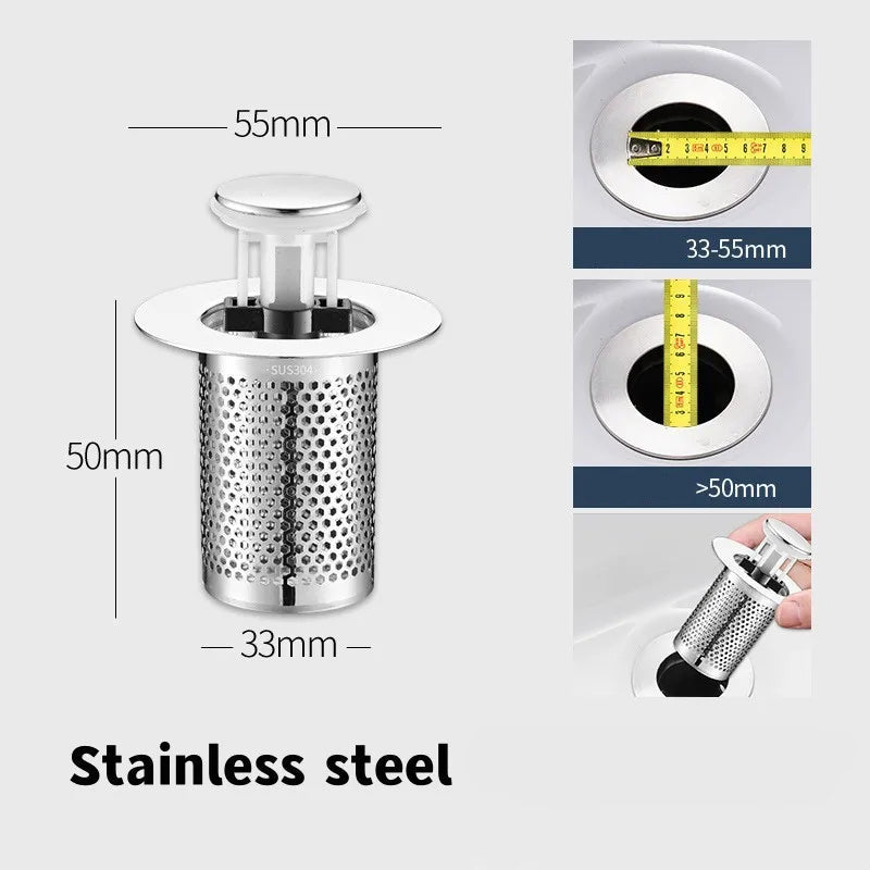Filtre De Vidange De Sol En Acier Inoxydable, Bouchon De Lavabo Anti-Odeur, Noyau De Rebond Pop-Up, Bouchon De Lavabo, Collecteur De Cheveux, Filtre D'Évier De Douche
