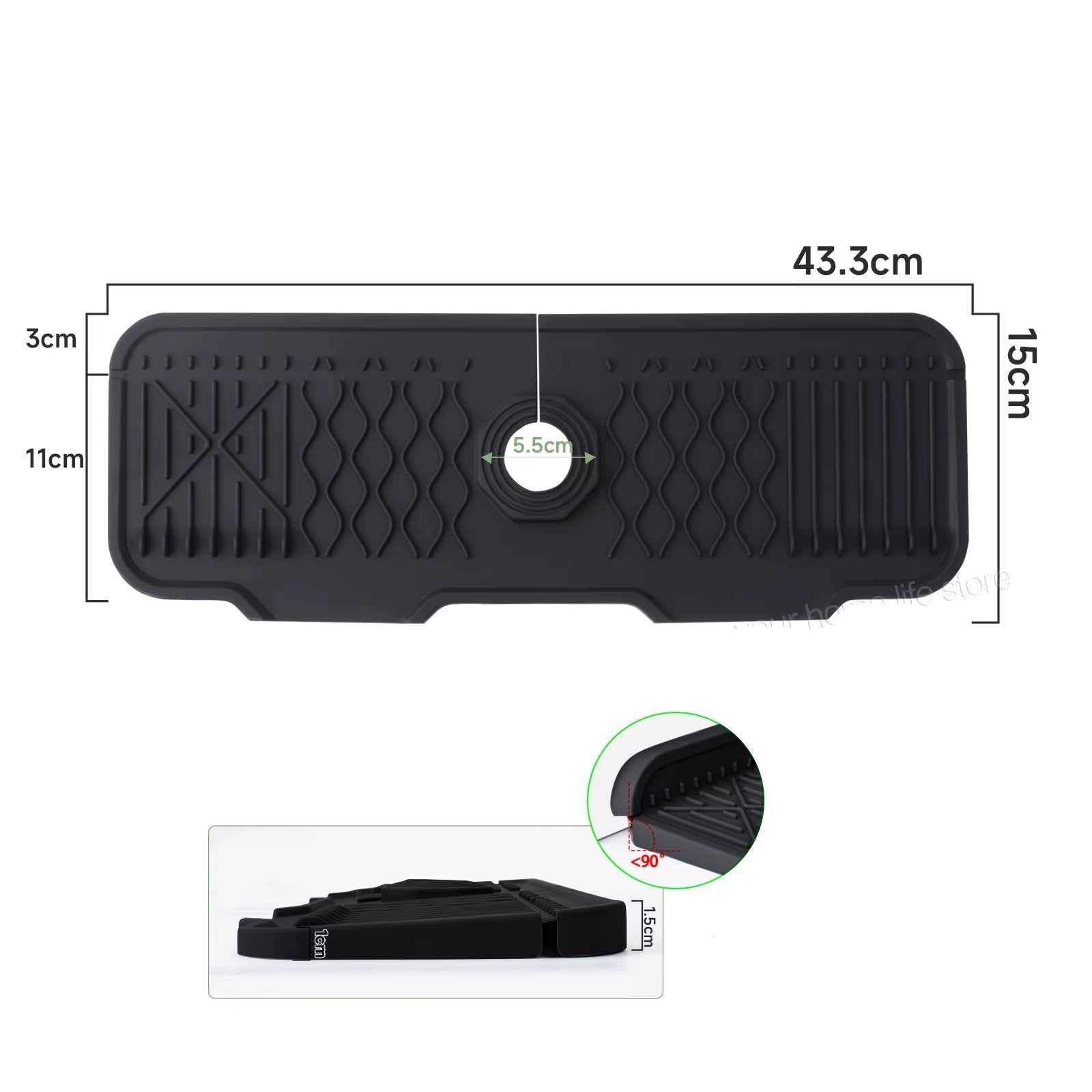 Protection Contre Les Éclaboussures Pour Évier De Cuisine, Collecteur D'Éclaboussures Pour Tapis De Robinet, Plateau Anti-Goutte À Poignée, Polyvalent Pour Tapis De Séchage De Vaisselle De Cuisine, Éponge