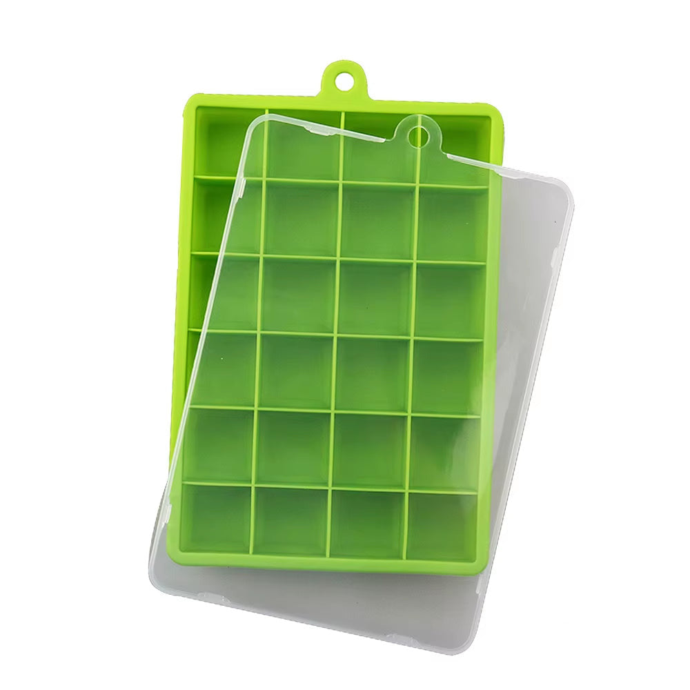 Avec Couvercle/Sans Couvercle, Plateau À Glace En Silicone À 24 Trous, Boîte Carrée, Purée Alimentaire Auxiliaire, Fromage, Gelée, Moule, Bar, Outil De Cuisine, Cube À Cocktail