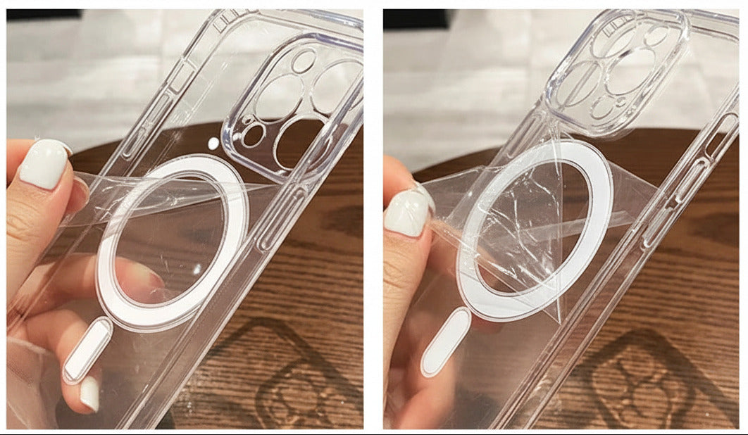 Pour Magesafe Magnétique Transparent Sans Fil Charge Étui Pour Iphone 11 12 13 14 15 16 17 Air Pro Max plus Mini Antichoc PC Couverture