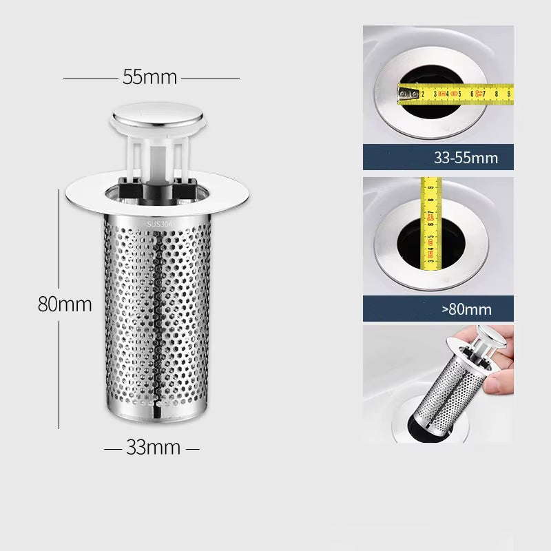 Filtre De Vidange De Sol En Acier Inoxydable, Bouchon De Lavabo Anti-Odeur, Noyau De Rebond Pop-Up, Bouchon De Lavabo, Collecteur De Cheveux, Filtre D'Évier De Douche