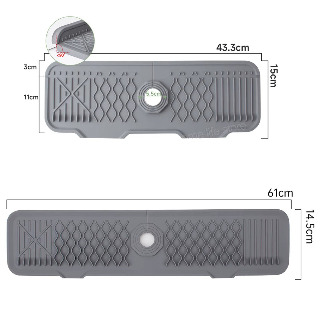 Protection Contre Les Éclaboussures Pour Évier De Cuisine, Collecteur D'Éclaboussures Pour Tapis De Robinet, Plateau Anti-Goutte À Poignée, Polyvalent Pour Tapis De Séchage De Vaisselle De Cuisine, Éponge