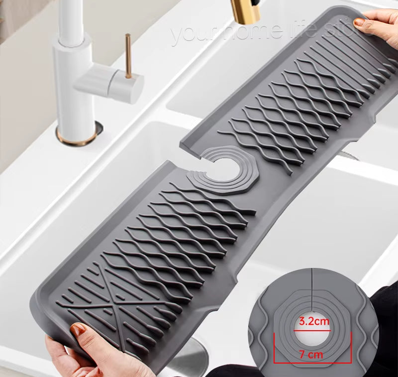 Protection Contre Les Éclaboussures Pour Évier De Cuisine, Collecteur D'Éclaboussures Pour Tapis De Robinet, Plateau Anti-Goutte À Poignée, Polyvalent Pour Tapis De Séchage De Vaisselle De Cuisine, Éponge