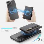 Portefeuille Porte-Carte Magnétique Pour Téléphones Et Étuis Magnétiques Pour Iphone 17/16/15/14/13/12 Pro/Max, Poche À Fermeture Éclair Bloquant RFID À 4 Emplacements