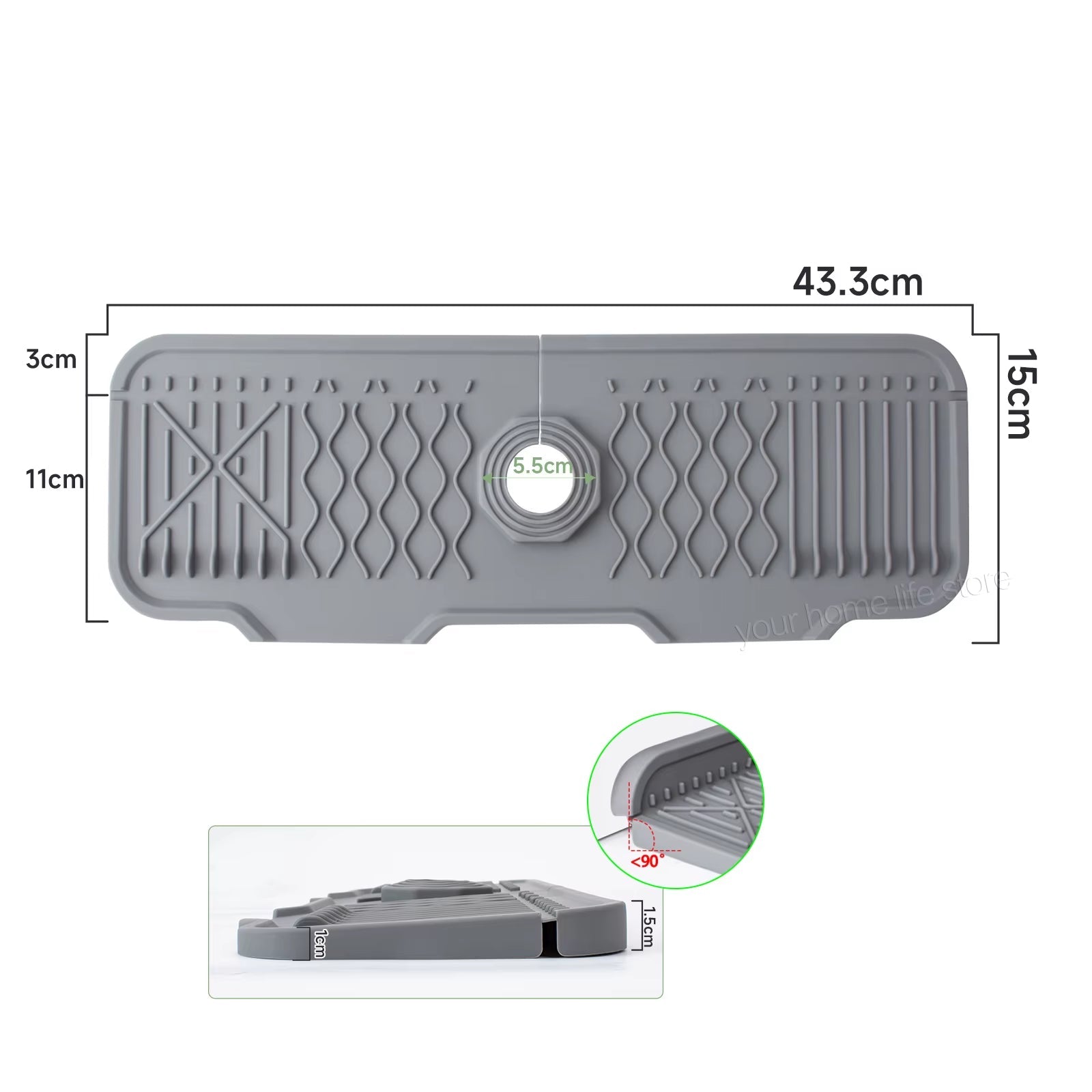 Protection Contre Les Éclaboussures Pour Évier De Cuisine, Collecteur D'Éclaboussures Pour Tapis De Robinet, Plateau Anti-Goutte À Poignée, Polyvalent Pour Tapis De Séchage De Vaisselle De Cuisine, Éponge