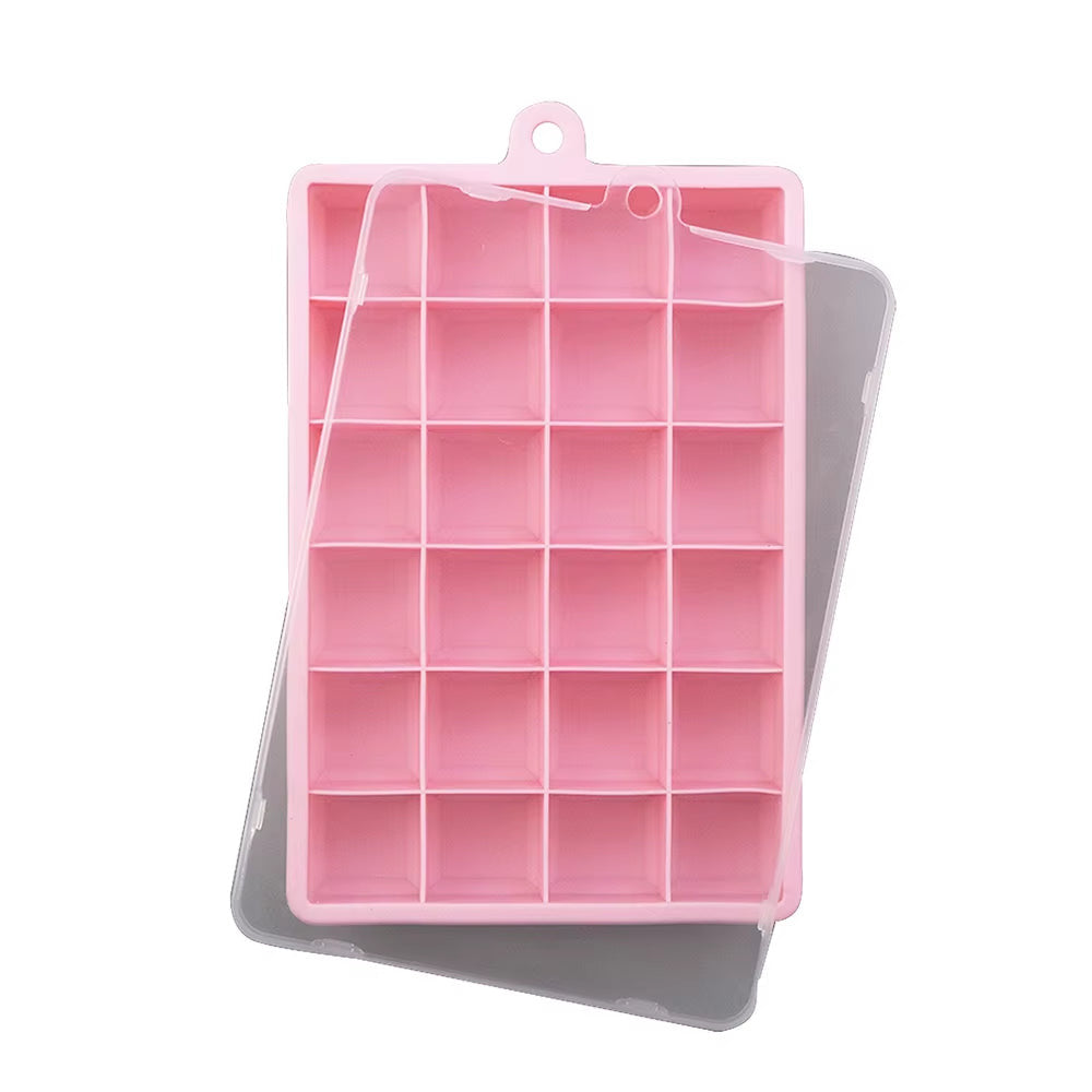 Avec Couvercle/Sans Couvercle, Plateau À Glace En Silicone À 24 Trous, Boîte Carrée, Purée Alimentaire Auxiliaire, Fromage, Gelée, Moule, Bar, Outil De Cuisine, Cube À Cocktail