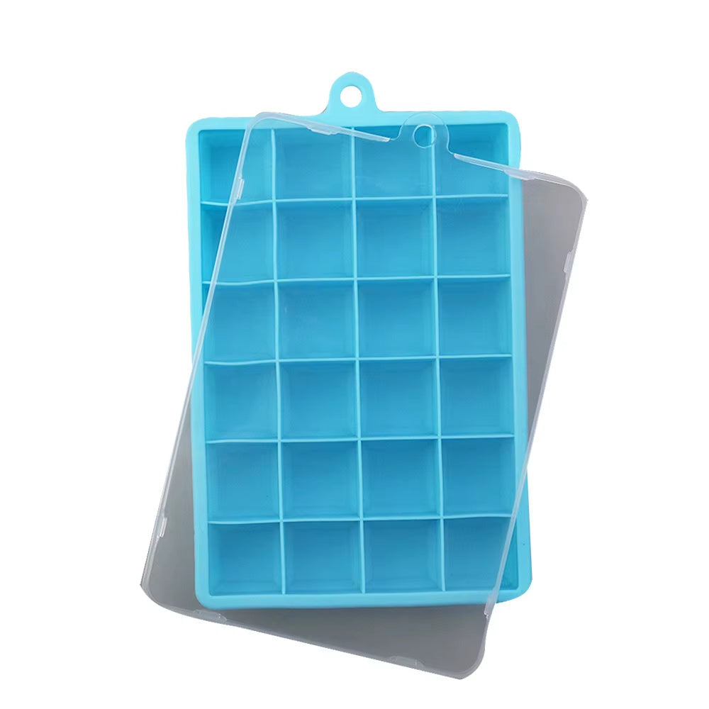 Avec Couvercle/Sans Couvercle, Plateau À Glace En Silicone À 24 Trous, Boîte Carrée, Purée Alimentaire Auxiliaire, Fromage, Gelée, Moule, Bar, Outil De Cuisine, Cube À Cocktail