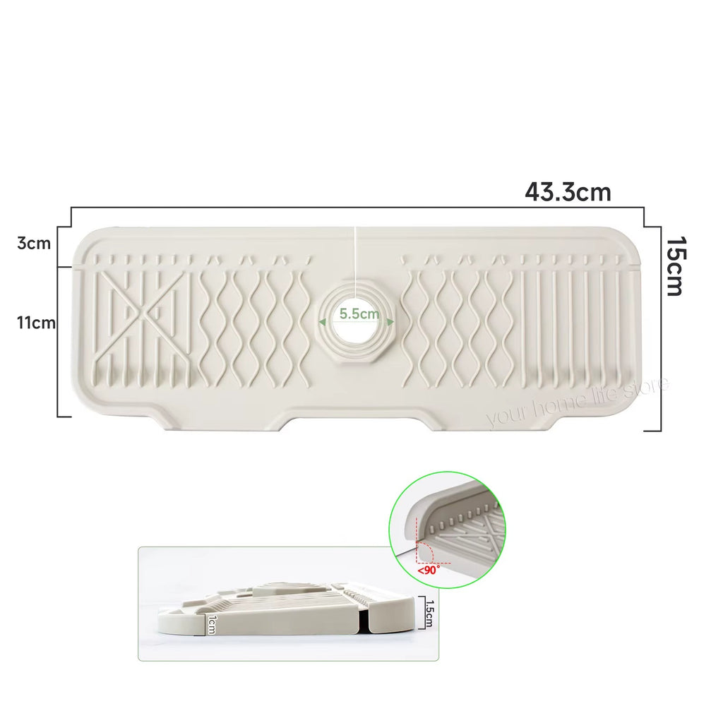 Protection Contre Les Éclaboussures Pour Évier De Cuisine, Collecteur D'Éclaboussures Pour Tapis De Robinet, Plateau Anti-Goutte À Poignée, Polyvalent Pour Tapis De Séchage De Vaisselle De Cuisine, Éponge