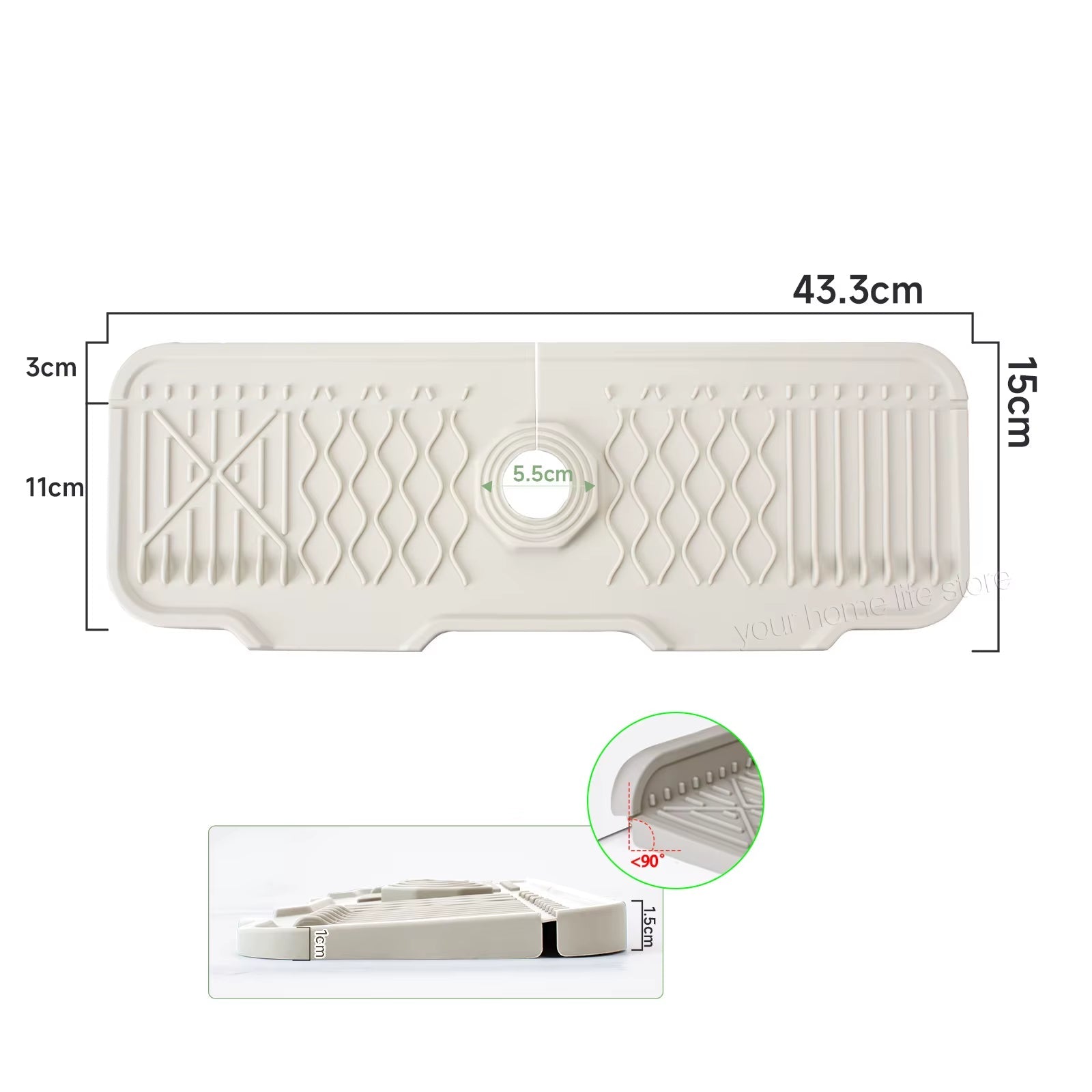Protection Contre Les Éclaboussures Pour Évier De Cuisine, Collecteur D'Éclaboussures Pour Tapis De Robinet, Plateau Anti-Goutte À Poignée, Polyvalent Pour Tapis De Séchage De Vaisselle De Cuisine, Éponge
