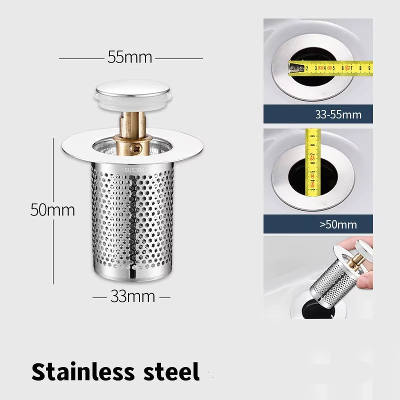 Filtre De Vidange De Sol En Acier Inoxydable, Bouchon De Lavabo Anti-Odeur, Noyau De Rebond Pop-Up, Bouchon De Lavabo, Collecteur De Cheveux, Filtre D'Évier De Douche