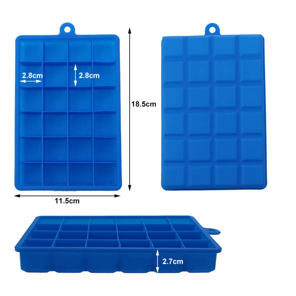 Avec Couvercle/Sans Couvercle, Plateau À Glace En Silicone À 24 Trous, Boîte Carrée, Purée Alimentaire Auxiliaire, Fromage, Gelée, Moule, Bar, Outil De Cuisine, Cube À Cocktail
