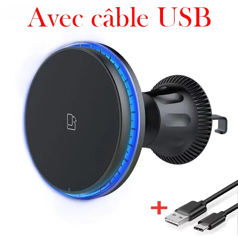 Chargeur Magnétique Sans Fil Pour Voiture, Support De Téléphone, Station De Charge Rapide, Support De Support, RVB, Iphone 12 13 14 15 Pro Max Macsafe, 30W