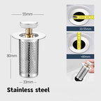 Filtre De Vidange De Sol En Acier Inoxydable, Bouchon De Lavabo Anti-Odeur, Noyau De Rebond Pop-Up, Bouchon De Lavabo, Collecteur De Cheveux, Filtre D'Évier De Douche