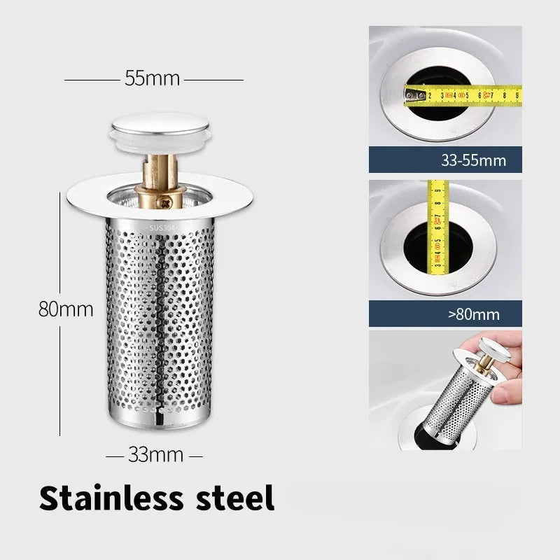 Filtre De Vidange De Sol En Acier Inoxydable, Bouchon De Lavabo Anti-Odeur, Noyau De Rebond Pop-Up, Bouchon De Lavabo, Collecteur De Cheveux, Filtre D'Évier De Douche