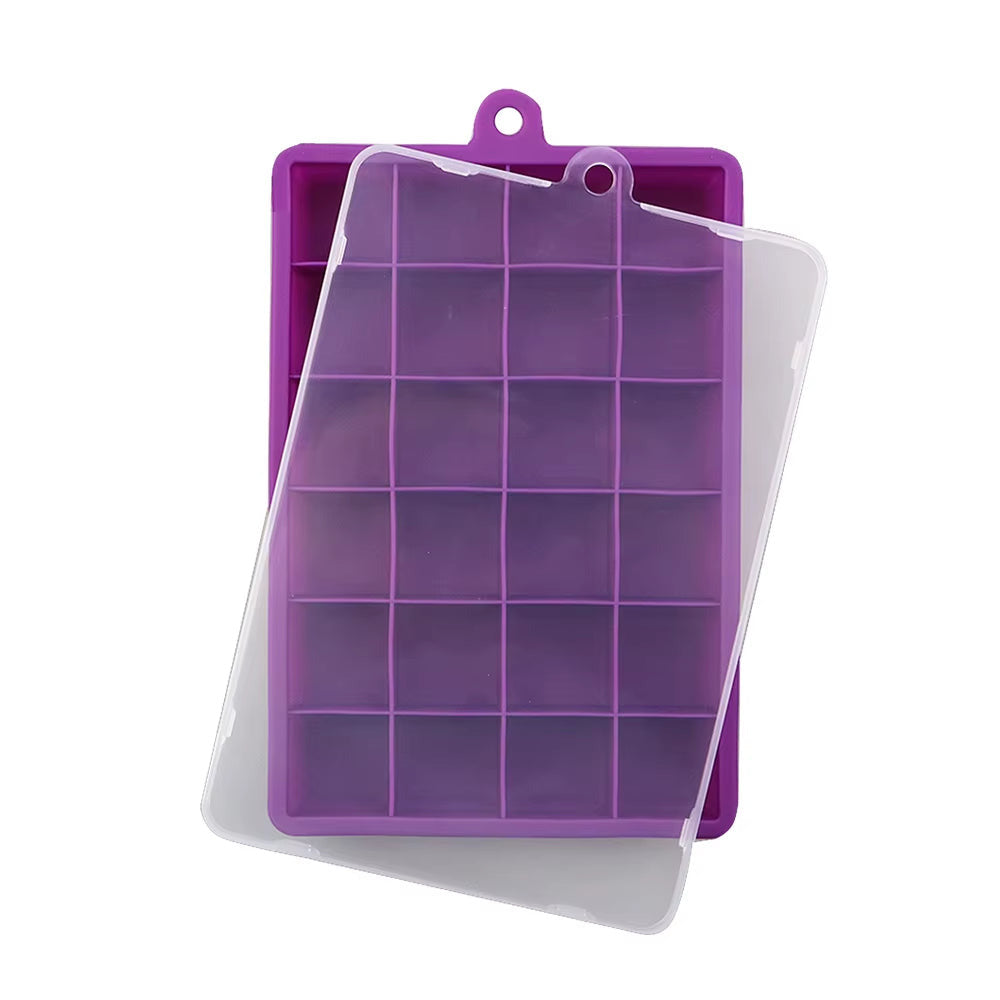 Avec Couvercle/Sans Couvercle, Plateau À Glace En Silicone À 24 Trous, Boîte Carrée, Purée Alimentaire Auxiliaire, Fromage, Gelée, Moule, Bar, Outil De Cuisine, Cube À Cocktail